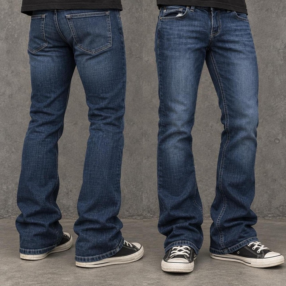 27x34 Blue Slim Bootcut Flared Stacked Jeans Women Y2K